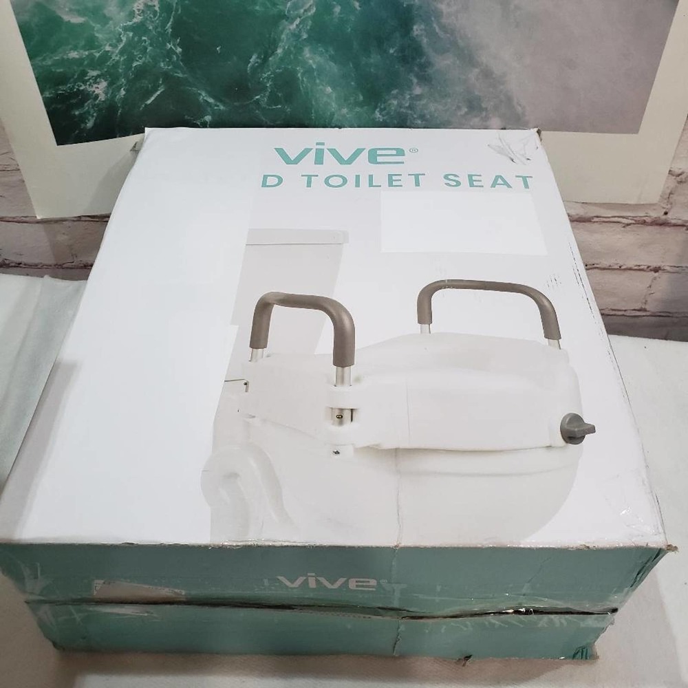 Vive Raised Toilet Seat - 5" Portable, Elevated Riser with Padded Handles